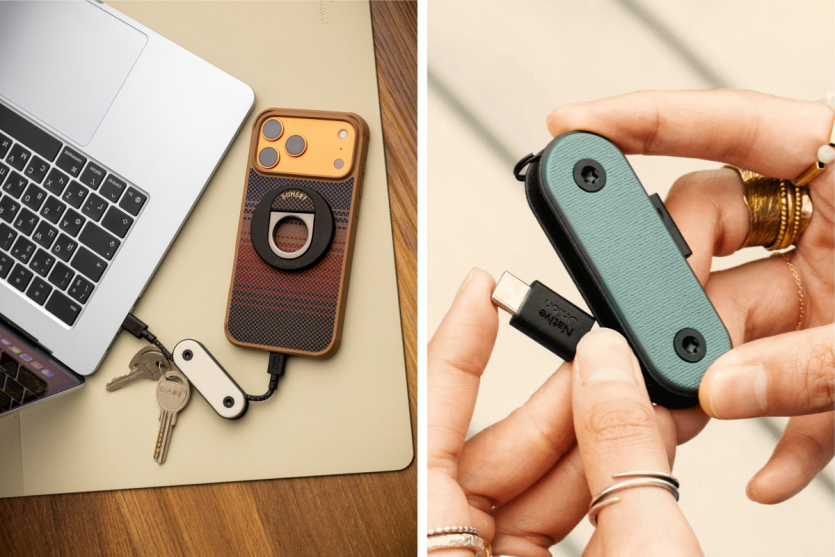 Ультракороткий кабель-брелок Native Union Pocket Cable Type-C на ключах, який зручно використовувати для екстреної зарядки смартфона.