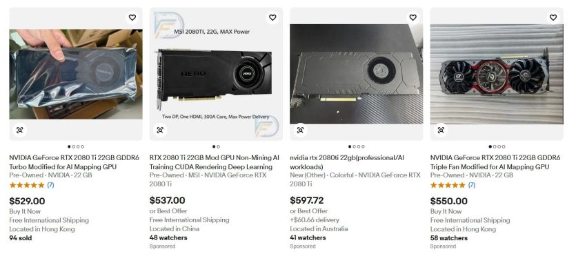 На eBay з'явились модифіковані RTX 2080 Ti з 22 ГБ відеопам'яті за $500